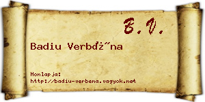 Badiu Verbéna névjegykártya
